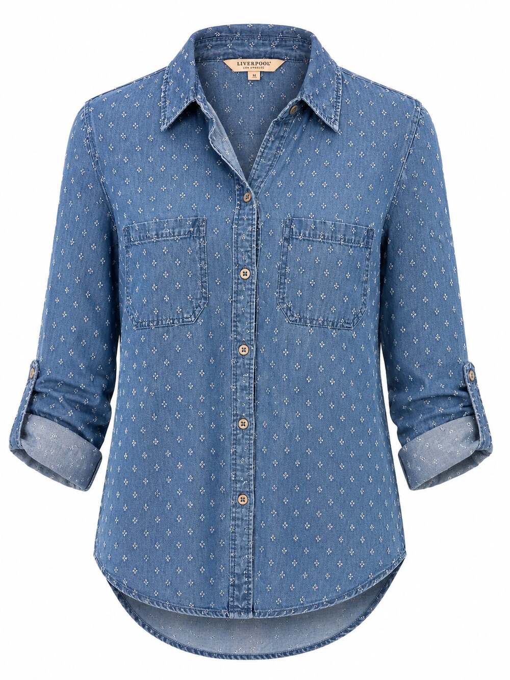 Liverpool Los Angeles Women's Blue Chambray Button-Down Shirt